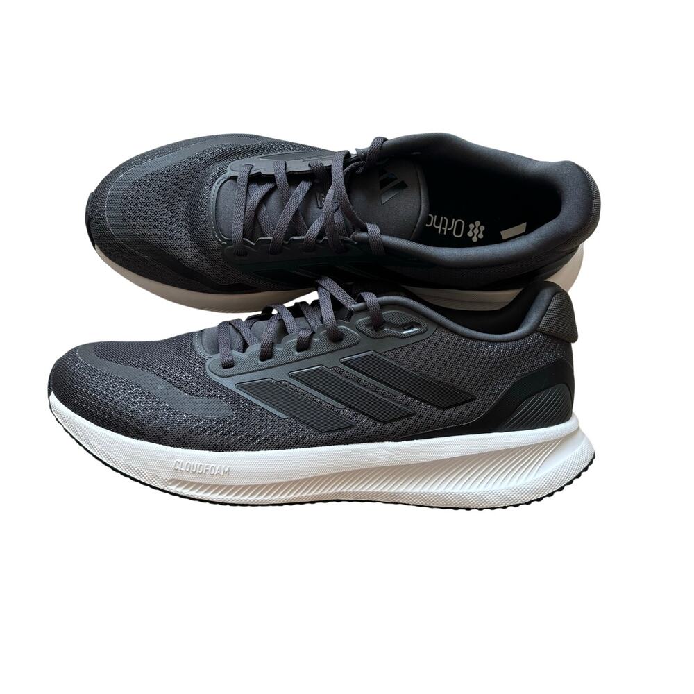 Adidas Mens 10.5 Runfalcon 5 Ortholite Running Shoes Sneakers Gray Black IE8819